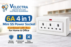6A 4 in 1 Mini SS Power Socket Combined with Box for Home & Office
